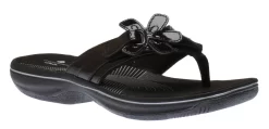 Clarks Brinkley Flora Black Patent Thong Sandal