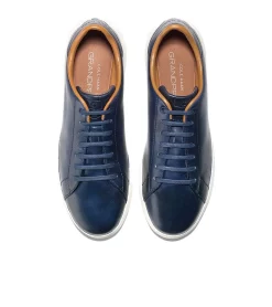 Cole Haan GrandPrø Blue Leather Lace-Up Tennis Sneaker -Walking On A Cloud coltennis03a