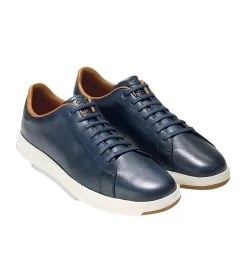 Cole Haan GrandPrø Blue Leather Lace-Up Tennis Sneaker -Walking On A Cloud coltennis03g