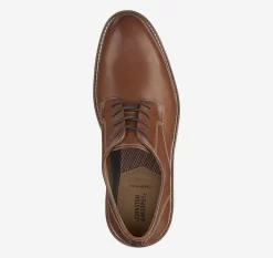 Upton Tan Brown Leather Plain Toe Derby Dress Shoe -Walking On A Cloud johupton06c